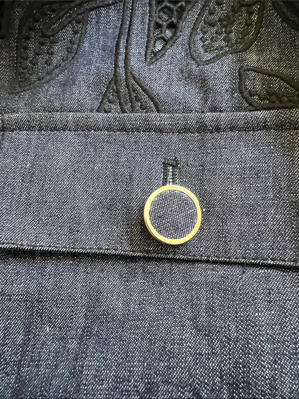 Veronica Beard Black Floral Embroidered Button-Up Jean Jacket - Picture 5 of 14